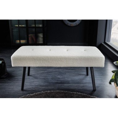 Invicta Ławka Boutique biały Bouclé 100cm / 42669