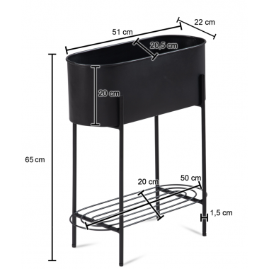 Wohnling Stojak na kwiaty metalowy czarny 51 x 65 x 22cm / WL6.755