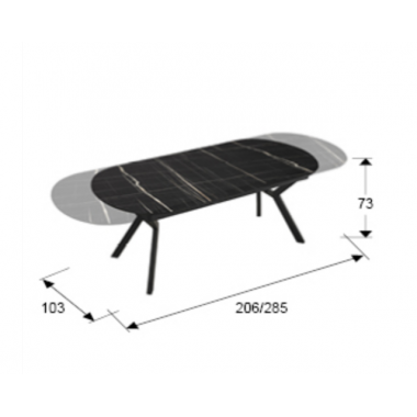 Schuller Stół rozkładany ANTEA optyka czarnego marmuru MDF 206-285cm / 789235