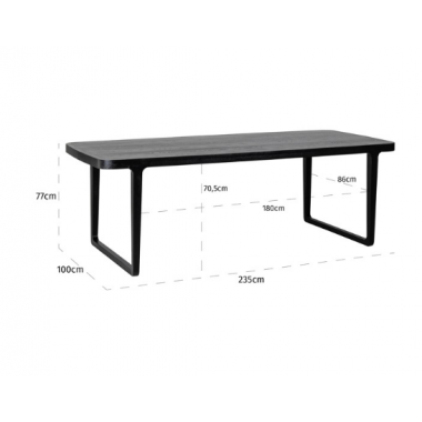 MONFORT Stół do jadalni czarny 235cm / 6446