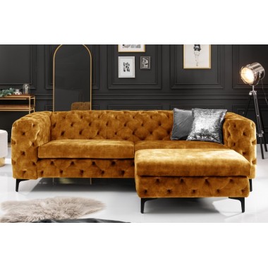 Invicta Sofa Modern Barock musztardowo żółty aksamit 235cm / 41298