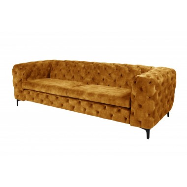 Invicta MODERN BAROCK Sofa musztardowo żółty aksamit 235 x 72 x 95cm / 44392