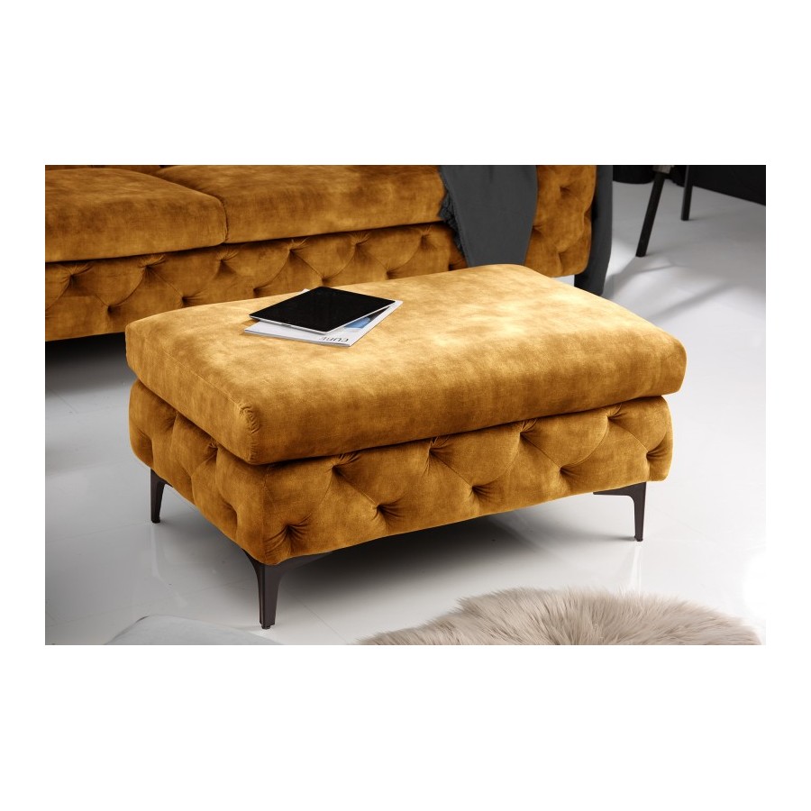 Invicta MODERN BAROCK Pufa musztardowo żółty aksamit 92x 45 x 62cm / 44395