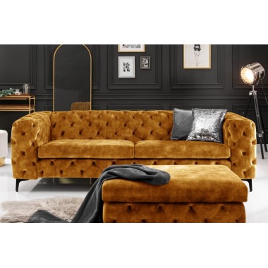 Invicta MODERN BAROCK Pufa musztardowo żółty aksamit 92x 45 x 62cm / 44395