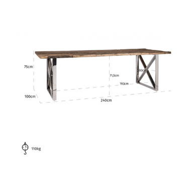 Stół do jadalni KENSINGTON drewno z recyklingu 180cm / 9856