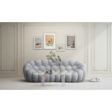 Livin Hill Sofa tapicerowana NUA pikowana jasnoszara 204cm / N57-05