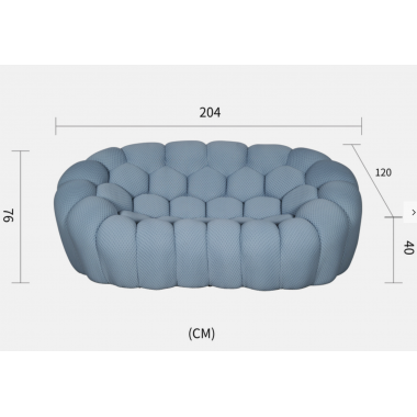 Livin Hill Sofa tapicerowana NUA pikowana błękitnoszara 204cm / N57-06