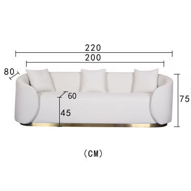 Livin Hill Sofa tapicerowana NUA biały aksamit 220cm / N19-2