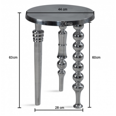 Wohnling Stolik kawowy Modern barock srebrny Ø 44 x 44 x 63cm / WL6.756