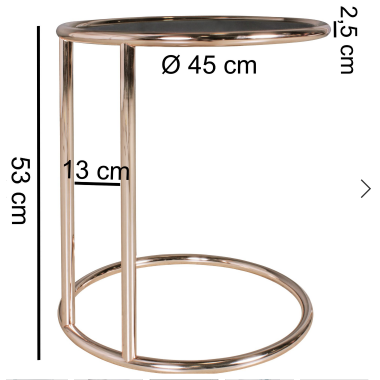 Wohnling Stolik boczny ART DECO czarny miedziana rama Ø 45 x 45 x 53cm / WL5.241