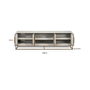 Szafka RTV WHITEBONE mosiężna 4-drzwiowa szara verona 200cm / 7791