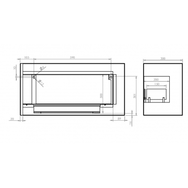 Hitze Biokominek do zabudowy prawy SOUL R 800x400x300mm / BK-11 SOUL R