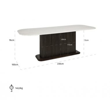 MAYFIELD Stół do jadalni mango marmurowy blat 230cm / 7772