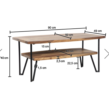 Wohnling SCORPION Stolik sheesham 90 x 50 x 40cm /  WL6.720