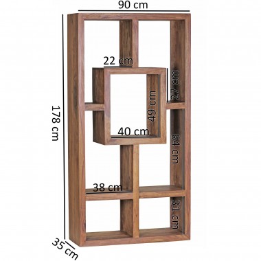 WOHNLING Design Regał MUMBAI Sheesham 180cm z litego drewna / SKYG