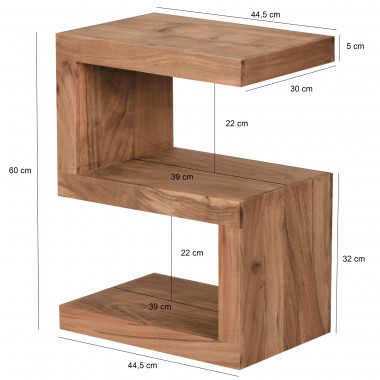 WOHNLING Stolik z litego drewna S-Cube MUMBAI Akacja 45cm / SKYG