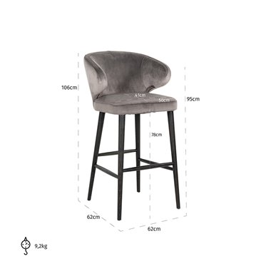 Bar stool Indigo stone velvet (Quartz Stone 101)