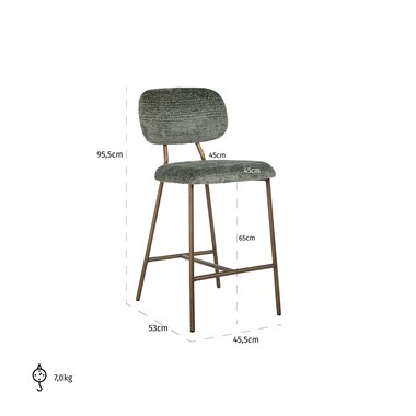 Counter stool Xenia thyme fusion / brushed gold legs (Fusion thyme 206)