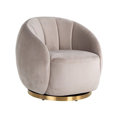 Swivel easy chair Jago khaki velvet / brushed gold (Quartz Khaki 903)