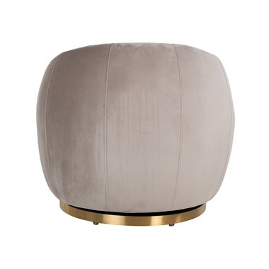 Swivel easy chair Jago khaki velvet / brushed gold (Quartz Khaki 903)