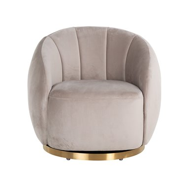 Swivel easy chair Jago khaki velvet / brushed gold (Quartz Khaki 903)