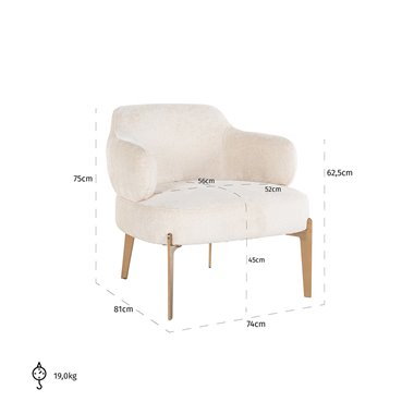 Easy chair Venus white chenille (Bergen 900 white chenille)