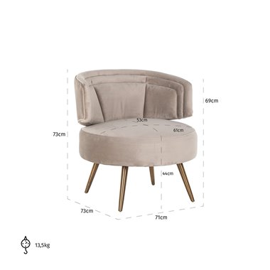 Easy chair Hazel khaki velvet fire retardant (FR-Quartz 903 Khaki)