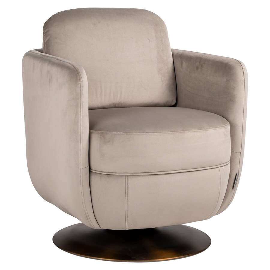 Obrotowy fotel Turner, khaki, welur, ognioodporny (FR-Quartz 903 Khaki) - Richmond