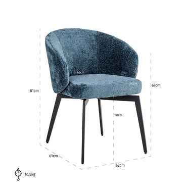 Chair Amphara blue chenille