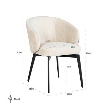 Chair Amphara white chenille (FR-Bergen 900 white chenille)