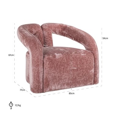 Easy chair Dana rose chenille (Bergen 705 rose chenille)