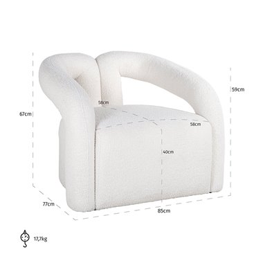 Easy chair Dana white furry (Himalaya 900 white furry)
