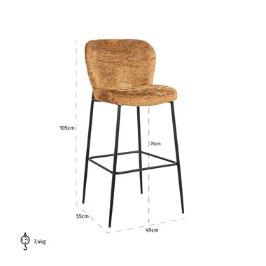 Bar stool Darby cognac fusion (Fusion cognac 28)