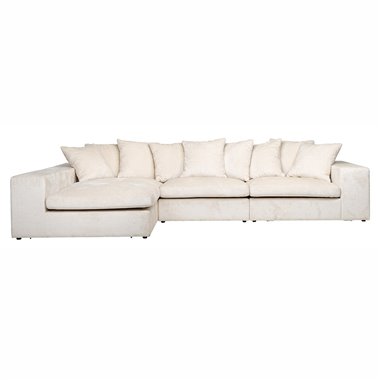 Sofa Alcazar 3 seater + lounge left/right white chenille (Bergen 900 white chenille)