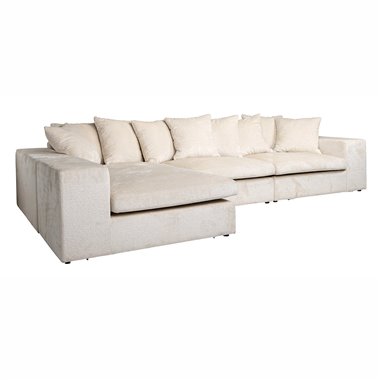 Sofa Alcazar 3 seater + lounge left/right white chenille (Bergen 900 white chenille)