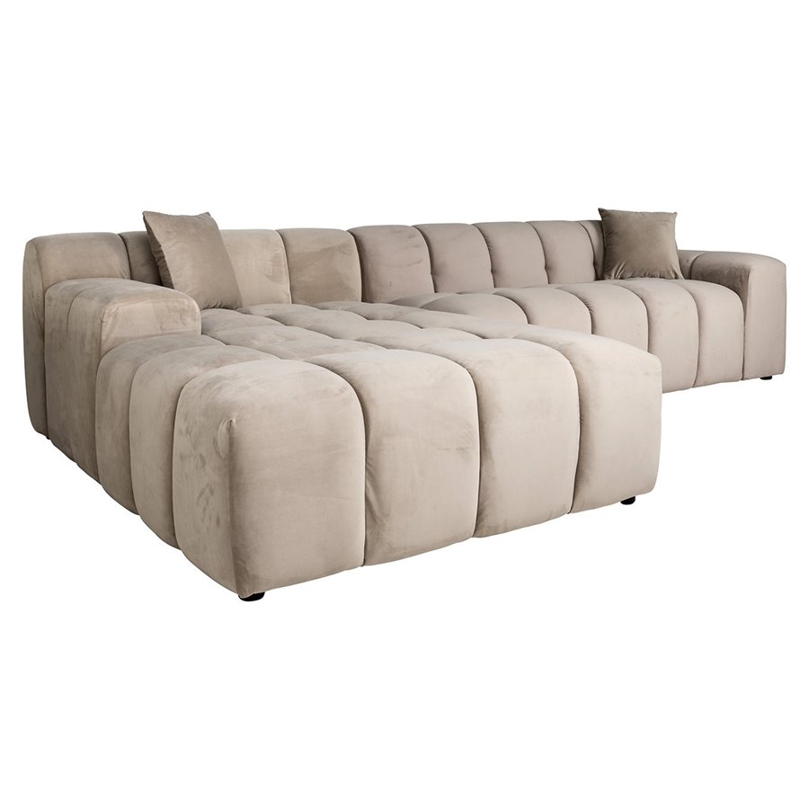 CUBE Sofa narożna 3 osobowa lewa velur 325cm / S5136 KHAKI VELVET