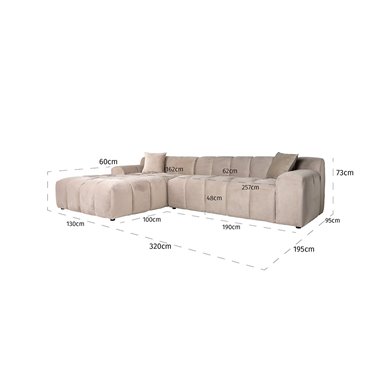 Sofa Cube 3 seater + lounge left (Quartz Khaki 903)