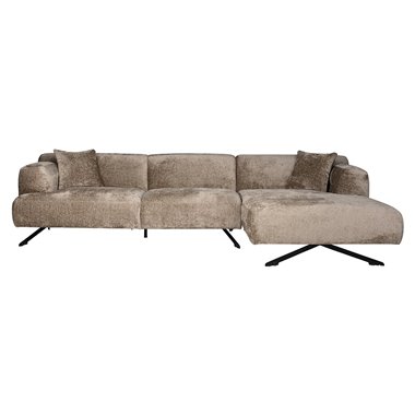 Sofa Donovan 3-seats + lounge right (Bergen 104 taupe chenille)