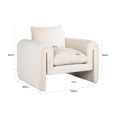Easy chair Sandro white chenille (Bergen 900 white chenille)