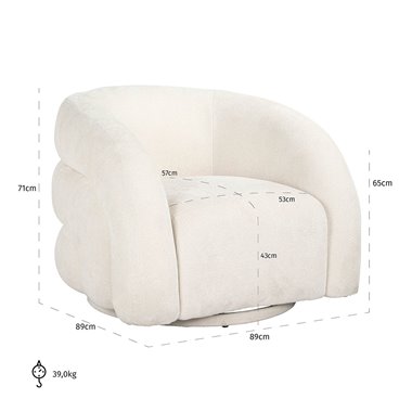 Swivel easy chair Arcus unicorn white (Unicorn 02 white)