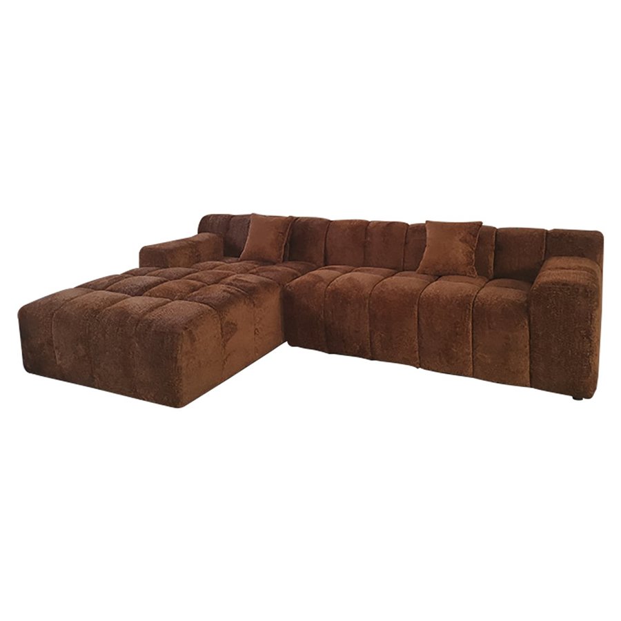 CUBE Sofa narożna 3 osobowa lewa welur 235cm / S5136 LOVELY CINNAMON