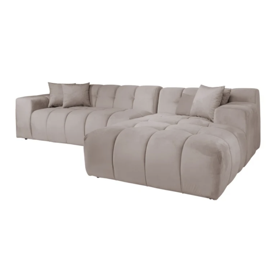 CUBE sofa narożna 3 osobowa prawa velur 235cm / S5137 KHAKI VELVET