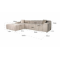 CUBE Sofa narożna 3 osobowa lewa welur 235cm / S5136 BLUSH FUSION