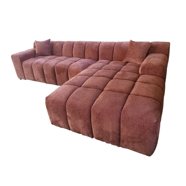 CUBE Sofa narożna 3 osobowa prawa welur 235cm / S5137 BLUSH FUSION