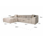 CUBE Sofa narożna 3 osobowa prawa welur 235cm / S5137 BLUSH FUSION