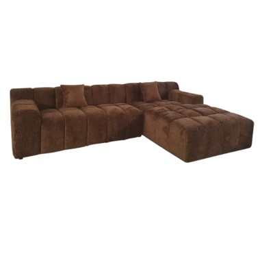 CUBE Sofa narożna 3 osobowa prawa welur 235cm / s5137 LOVELY CINNAMON