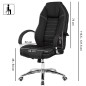 Amstyle Fotel biurowy czarny imitacja skóry 65cm / SPM1.409