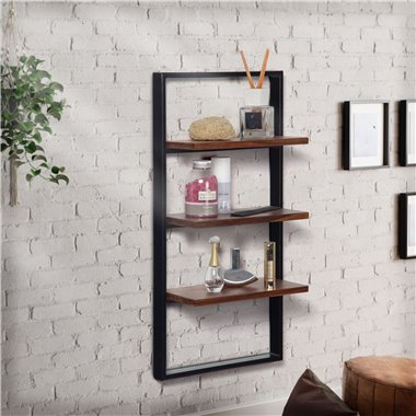 Półka ścienna 35x70x15 cm Sheesham Lite drewno / metal Półka wisząca Industrial | Projekt pływającej półki prostokątnej | Półka 