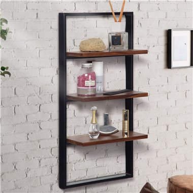 Półka ścienna 35x70x15 cm Sheesham Lite drewno / metal Półka wisząca Industrial | Projekt pływającej półki prostokątnej | Półka 