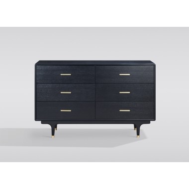 Livin Hill STILIG Komoda czarna z 6 szufladami 140cm / ST306